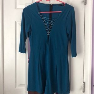 Boohoo Sexy Teal Romper